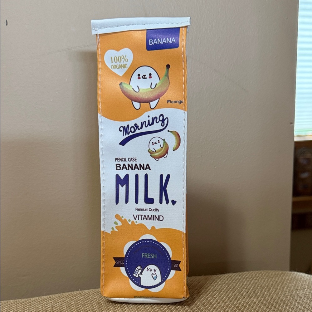 Banana Milk Pencil Case - White & Orange